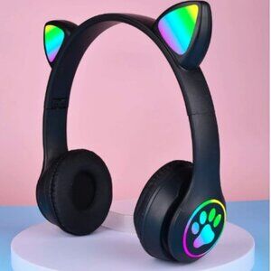 Cat Ear Lighted Wireless Headset Headphones Black